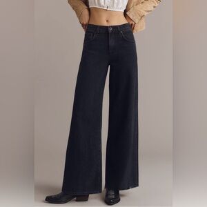Anthropologie ASKK NY Atomic High-Rise Wide-Leg Jeans Size 24 Black MSRP $255